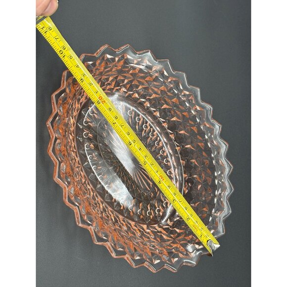 1930s Jeannette Glass Pink Holiday Buttons Bows Pink Depression Glass Oval Bowl - Picture 8 of 8